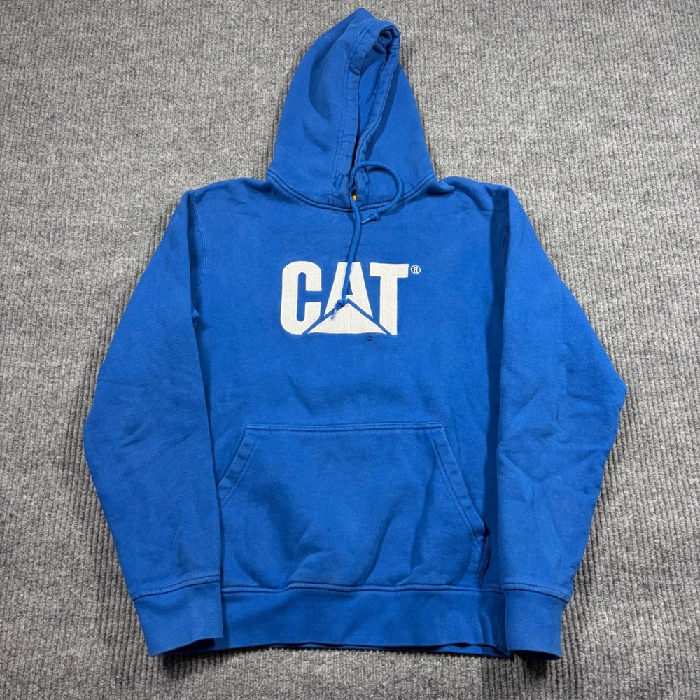 Caterpillar Hoodie Men's M CAT Blue Graphic Logo Workwear Outdoors Casual